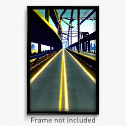Pixel Art Poster - Steel Highway (8 Bit Psychedelic Trippy Video Game Print)