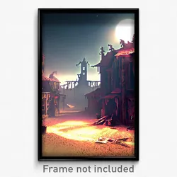 Pixel Art Poster - Haunted Wasteland (8 Bit Psychedelic Trippy Video Game Print)