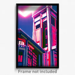 Pixel Art Poster - Noted Anime Architecture (8 Bit Psychedelic Video Game Print)