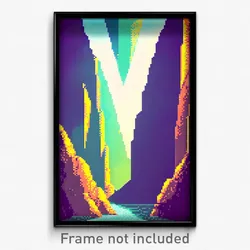 Pixel Art Poster - Triangular Chasm (8 Bit Psychedelic Trippy Video Game Print)