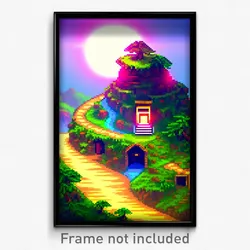 Pixel Art Poster - Digital Shire (8 Bit Psychedelic Trippy Video Game Print)