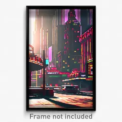 Pixel Art Poster - Wiry Exotic City (8 Bit Psychedelic Trippy Video Game Print)