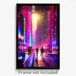 Pixel Art Poster - Artistic Metropolis (8 Bit Psychedelic Video Game Print)