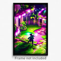 Pixel Art Poster - Slimy Garden (8 Bit Psychedelic Trippy Video Game Print)