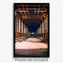 Pixel Art Poster - Abandoned Bridge (8 Bit Psychedelic Trippy Video Game Print)