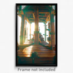 Pixel Art Poster - Wooden Conquest (8 Bit Psychedelic Trippy Video Game Print)