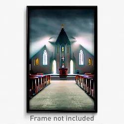 Pixel Art Poster - Gloomy Chapel (8 Bit Psychedelic Trippy Video Game Print)