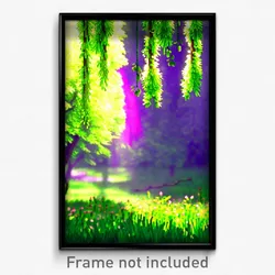 Pixel Art Poster - Green Spring (8 Bit Psychedelic Trippy Video Game Print)
