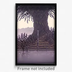 Pixel Art Poster - Dreary Burrow (8 Bit Psychedelic Trippy Video Game Print)