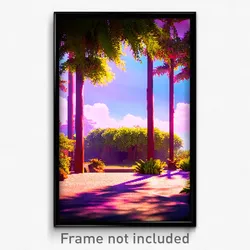 Pixel Art Poster - Secret Oasis (8 Bit Psychedelic Trippy Video Game Print)