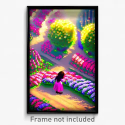 Pixel Art Poster - Flowery Repository (8 Bit Psychedelic Video Game Print)