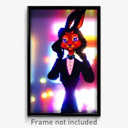 Pixel Art Poster - Flamboyant Rabbit (8 Bit Psychedelic Trippy Video Game Print)