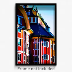 Pixel Art Poster - Standard Swedish Architecture (8 Bit Video Game Print)