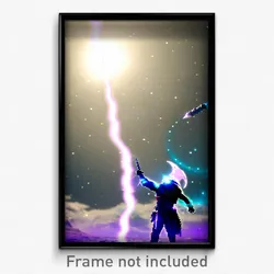 Pixel Art Poster - Imaginary Moon Battle (8 Bit Psychedelic Video Game Print)