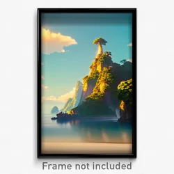 Pixel Art Poster - Stunning Isle (8 Bit Psychedelic Trippy Video Game Print)