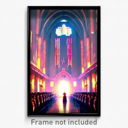 Pixel Art Poster - Harmonious Convent (8 Bit Psychedelic Video Game Print)