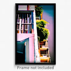Pixel Art Poster - Buzzing Balcony (8 Bit Psychedelic Trippy Video Game Print)