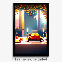 Pixel Art Poster - Wonderful Thanksgiving (8 Bit Psychedelic Video Game Print)