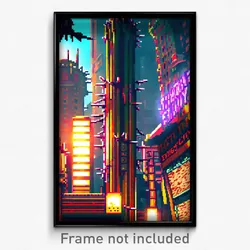 Pixel Art Poster - Thorny Exotic City (8 Bit Psychedelic Video Game Print)