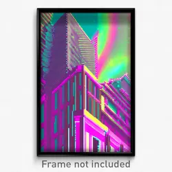Pixel Art Poster - Glitch Art Architecture (8 Bit Psychedelic Video Game Print)