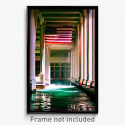 Pixel Art Poster - Watery American Architecture (8 Bit Video Game Print)
