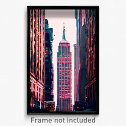 Pixel Art Poster - Prestigious New York (8 Bit Psychedelic Video Game Print)