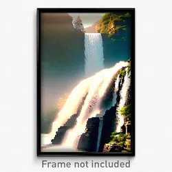 Pixel Art Poster - Accomplished Waterfall (8 Bit Psychedelic Video Game Print)