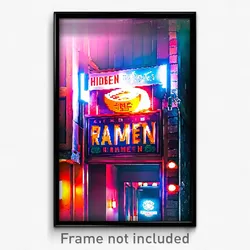 Pixel Art Poster - Hidden Ramen (8 Bit Psychedelic Trippy Video Game Print)