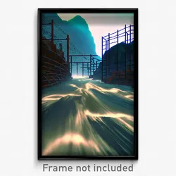 Pixel Art Poster - Wire Frame Rapids (8 Bit Psychedelic Trippy Video Game Print)