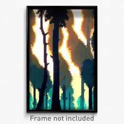 Pixel Art Poster - Distorted Woods (8 Bit Psychedelic Trippy Video Game Print)
