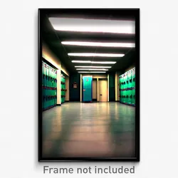 Pixel Art Poster - Dreary Locker Room (8 Bit Psychedelic Video Game Print)