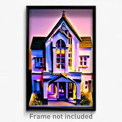 Pixel Art Poster - Miniature Rectory (8 Bit Psychedelic Trippy Video Game Print)