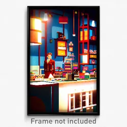 Pixel Art Poster - Adorable Haberdashery (8 Bit Psychedelic Video Game Print)