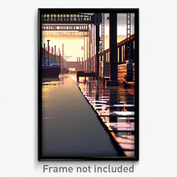 Pixel Art Poster - Modest Wharf (8 Bit Psychedelic Trippy Video Game Print)