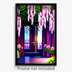 Pixel Art Poster - Flowery Stockade (8 Bit Psychedelic Trippy Video Game Print)