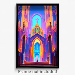 Pixel Art Poster - Fluid Cathedral (8 Bit Psychedelic Trippy Video Game Print)