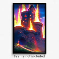 Pixel Art Poster - Agitated Castle (8 Bit Psychedelic Trippy Video Game Print)