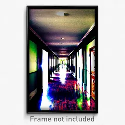 Pixel Art Poster - Abandoned Hallway (8 Bit Psychedelic Trippy Video Game Print)