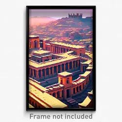 Pixel Art Poster - Villainous Acropolis (8 Bit Psychedelic Video Game Print)