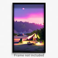 Pixel Art Poster - Subtle Campsite (8 Bit Psychedelic Trippy Video Game Print)