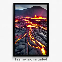 Pixel Art Poster - Unsightly Lava Fields (8 Bit Psychedelic Video Game Print)