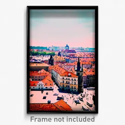 Pixel Art Poster - Rectangular Prague (8 Bit Psychedelic Video Game Print)