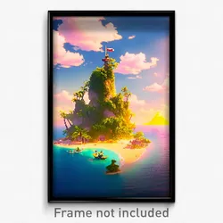 Pixel Art Poster - Tidy Atoll (8 Bit Psychedelic Trippy Weird Video Game Print)