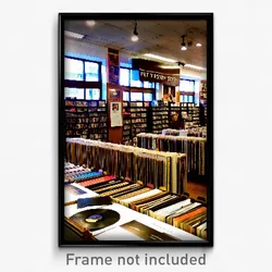 Pixel Art Poster - Brown Record Store (8 Bit Psychedelic Video Game Print)