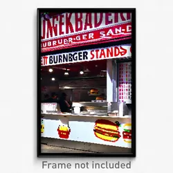 Pixel Art Poster - Unkempt Burger Stand (8 Bit Psychedelic Video Game Print)
