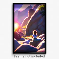 Pixel Art Poster - Blissful Rock (8 Bit Psychedelic Trippy Video Game Print)