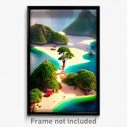 Pixel Art Poster - Impeccable Island (8 Bit Psychedelic Trippy Video Game Print)