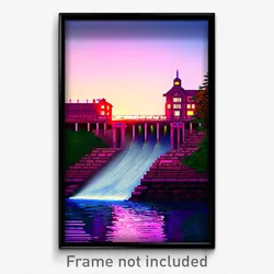 Pixel Art Poster - Lavish Dam (8 Bit Psychedelic Trippy Weird Video Game Print)