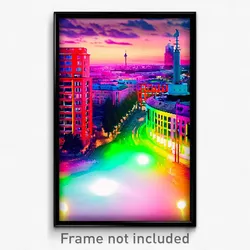 Pixel Art Poster - Multicolored Berlin (8 Bit Psychedelic Video Game Print)