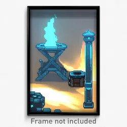 Pixel Art Poster - Light Blue Forge (8 Bit Psychedelic Trippy Video Game Print)